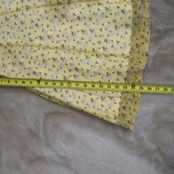 Urban Outfitters Yellow Floral Strappy Sundress Size Large Cottagecore Mini - Picture 7 of 16